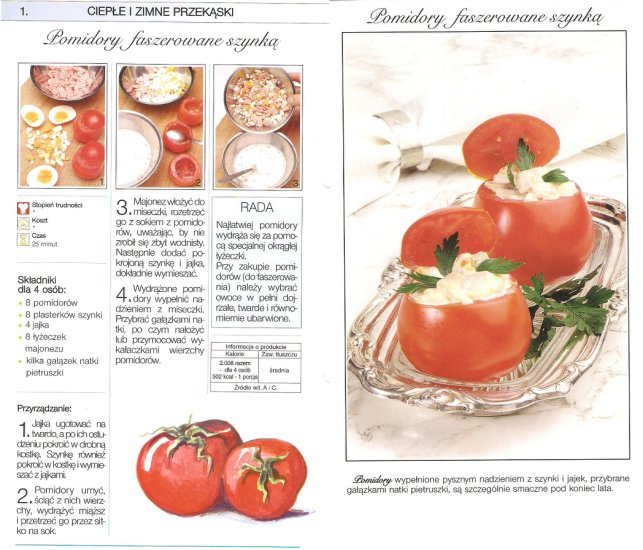 Przekąski - przepisy - Pomidory faszerowane szynką.jpg