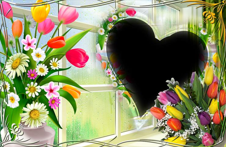 Ramki Photoshop Romantyczne - Ramka z kwiatami 2463.png