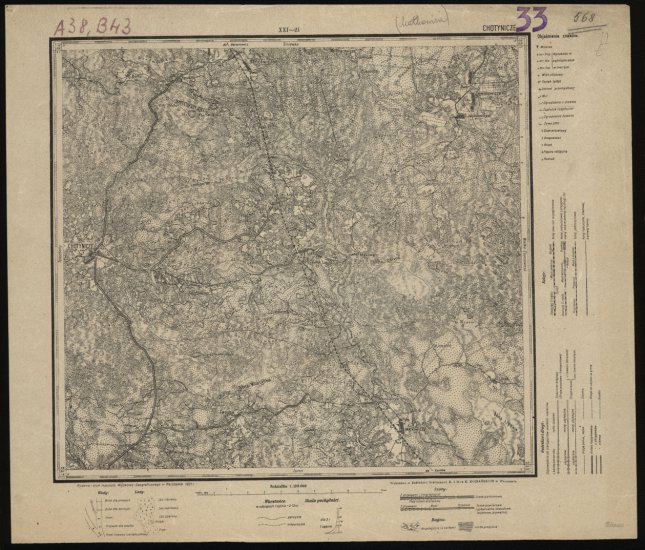 Mapa taktyczna Polski 1_100 000 - przedruki map zaborczych w cięciu rosyjskim - XXI-21_CHOTYNICZE_IWG_1921.jpg