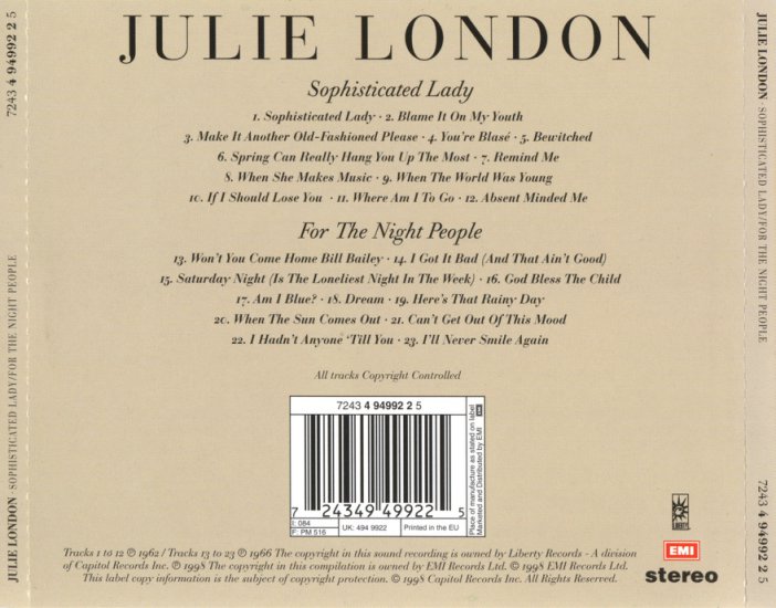 Julie London - 1966 - For the Night People - Julie London_Back.JPG