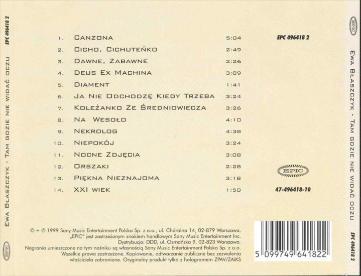 Ewa Błaszczyk - Tam, gdzie nie widać oczu - 1998 - ewa blaszczyk - tam gdzie nie widac oczu - backcover.jpg