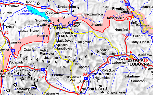 Słowacja - Pieniny mapa samochodowa.bmp